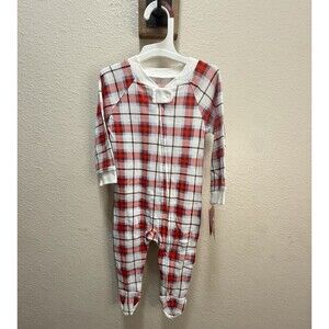 Wondershop Target Baby Size 3-6 Red Plaid Matching Family Sleep Footed Pajamas